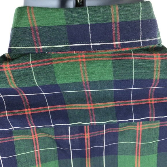 VINTAGE DEERFIELD SHIRT MENS SIZE 20 PLAID BUTTON DOWN GREEN USA MADE LONG SLEEV - Picture 9 of 12
